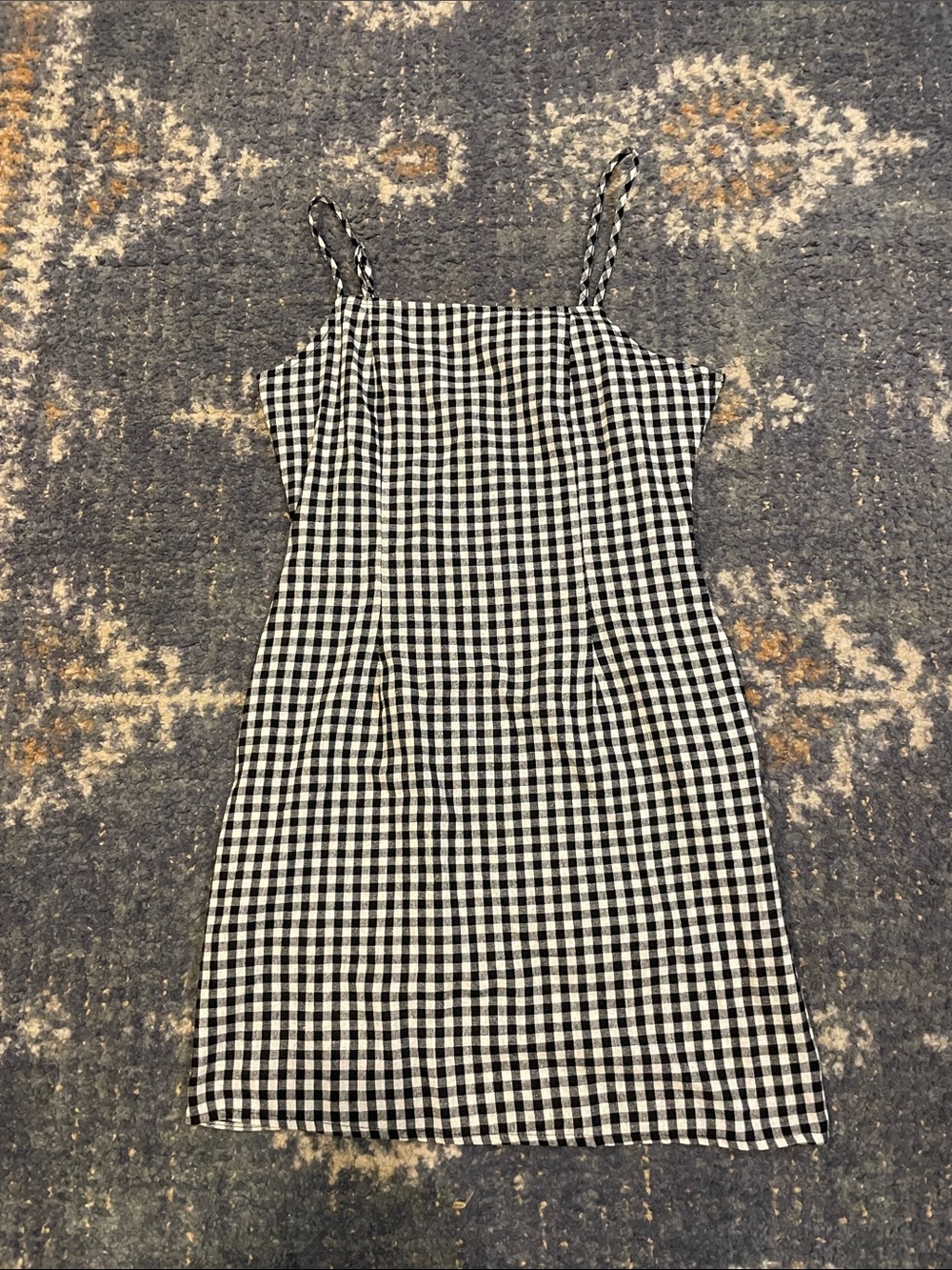 Black and White Gingham Spaghetti Strap Dress